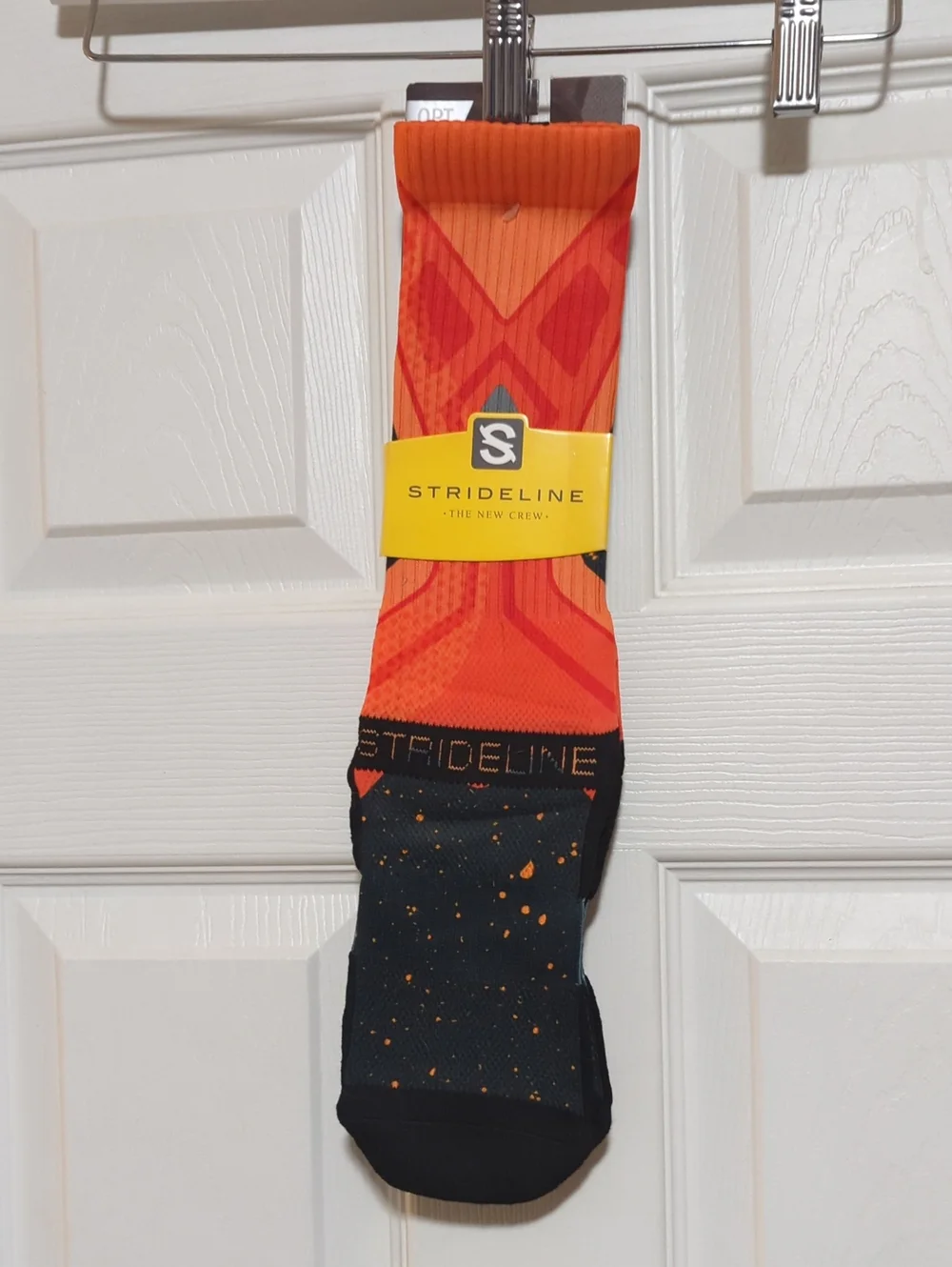 Strideline Men's Athletic Crew Socks - Orange & Black
